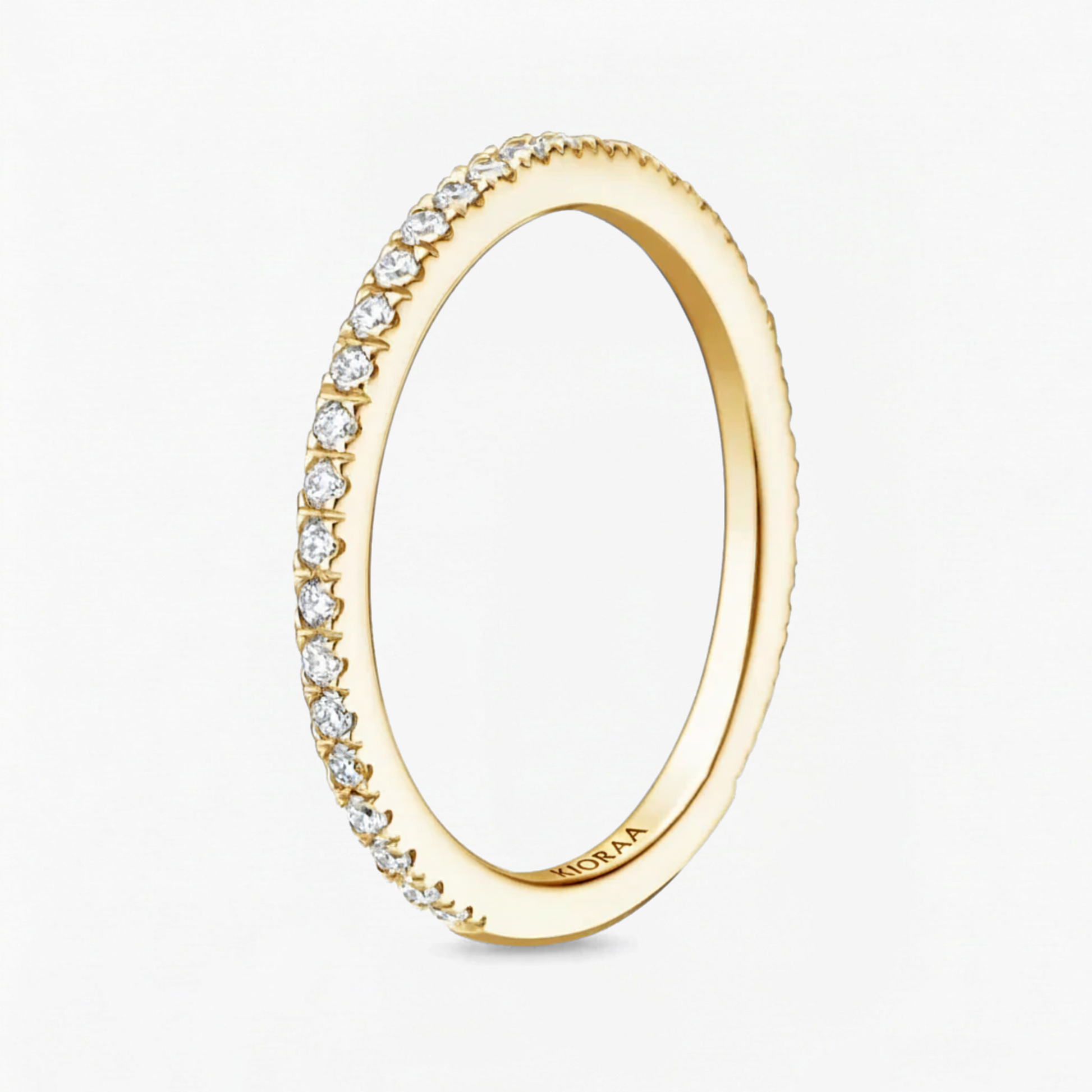 Classic Petal Oval Solitaire Ring with Simple Round Eternity Band