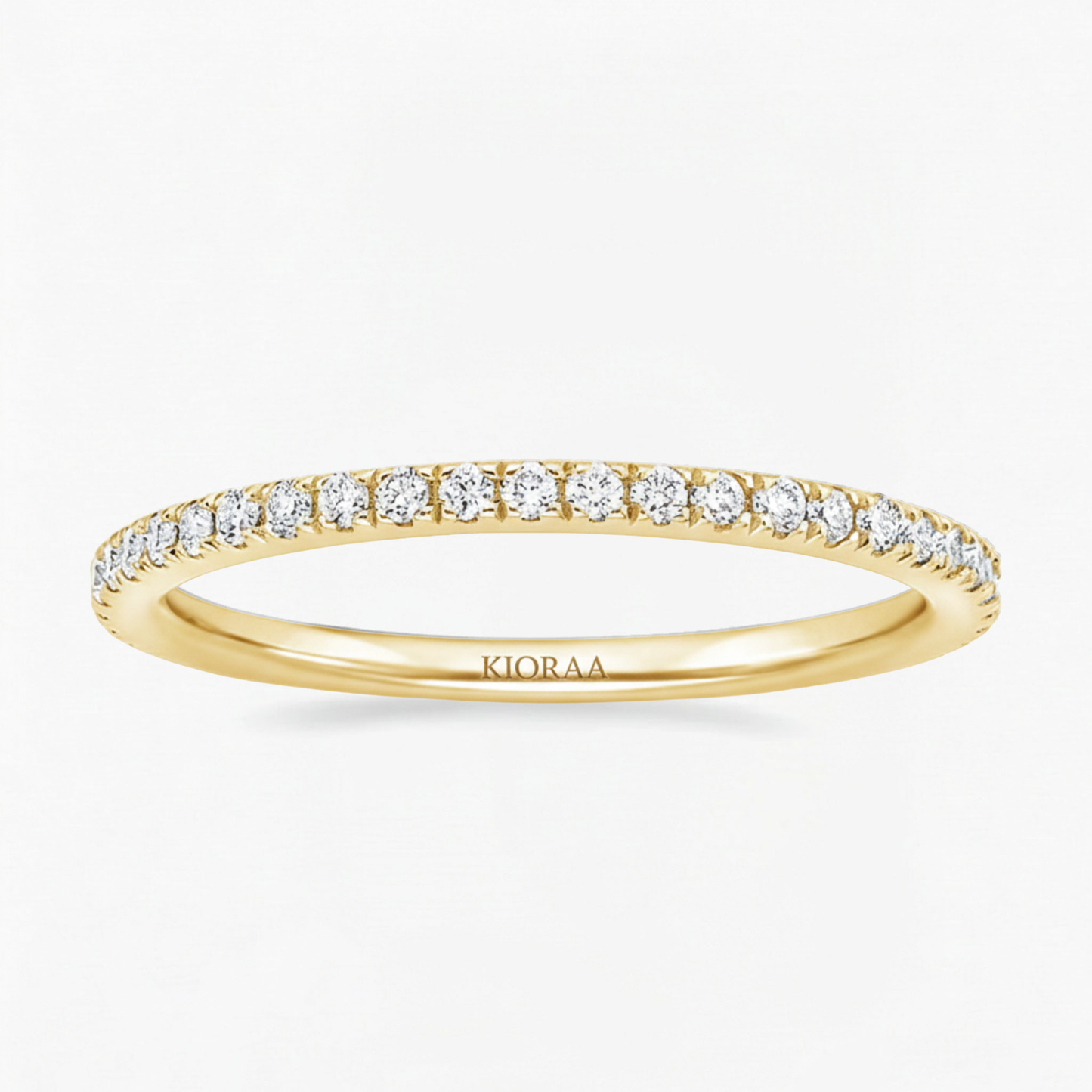 Classic Petal Oval Solitaire Ring with Simple Round Eternity Band