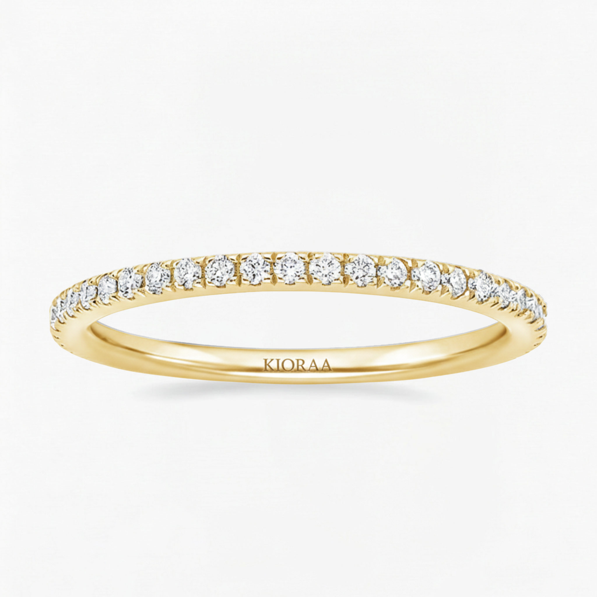 Classic Petal Oval Solitaire Ring with Simple Round Eternity Band
