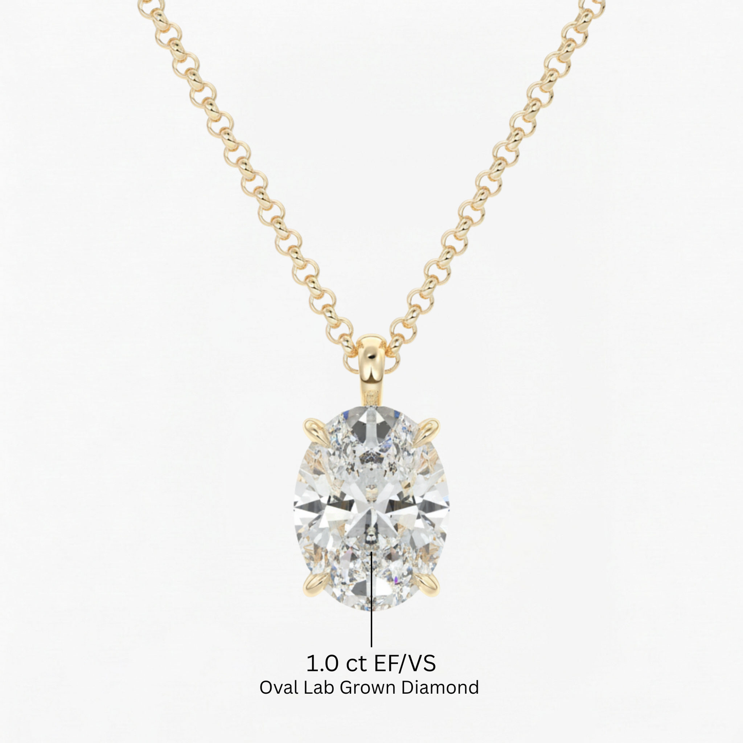Classic Simple Oval Diamond Solitaire Necklace