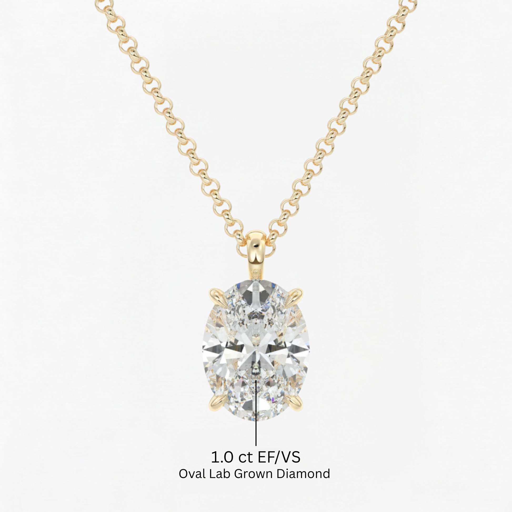 Classic Simple Oval Diamond Solitaire Necklace