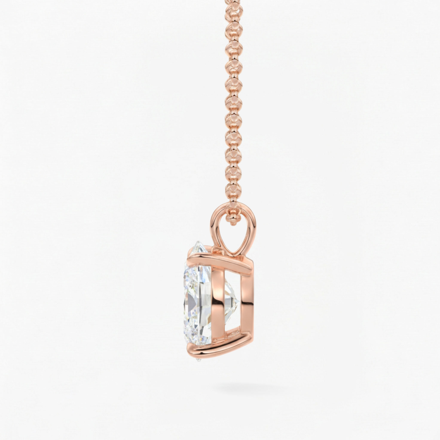 Classic Simple Oval Diamond Solitaire Necklace