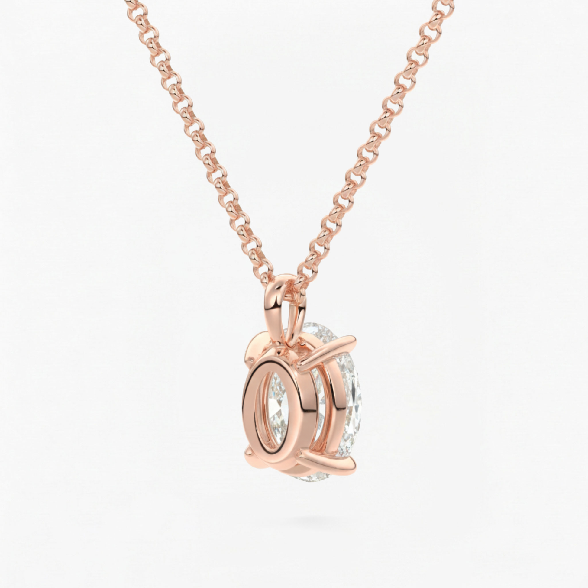 Classic Simple Oval Diamond Solitaire Necklace