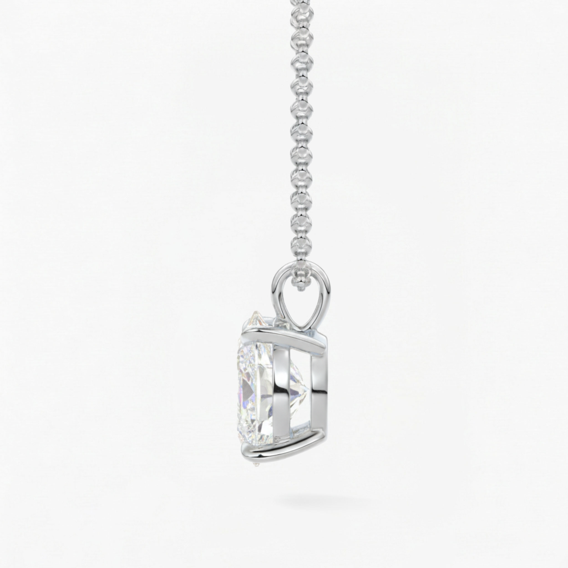 Classic Simple Oval Diamond Solitaire Necklace
