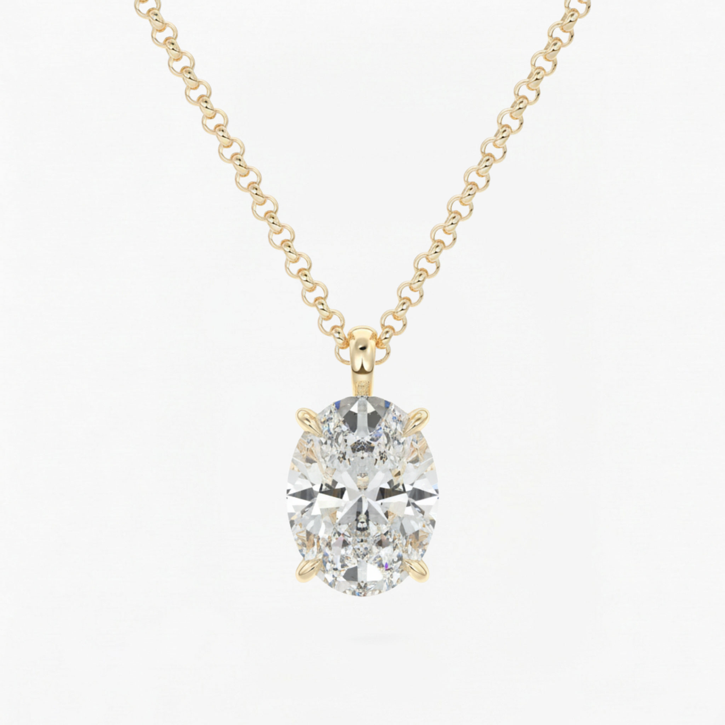 Classic Simple Oval Diamond Solitaire Necklace