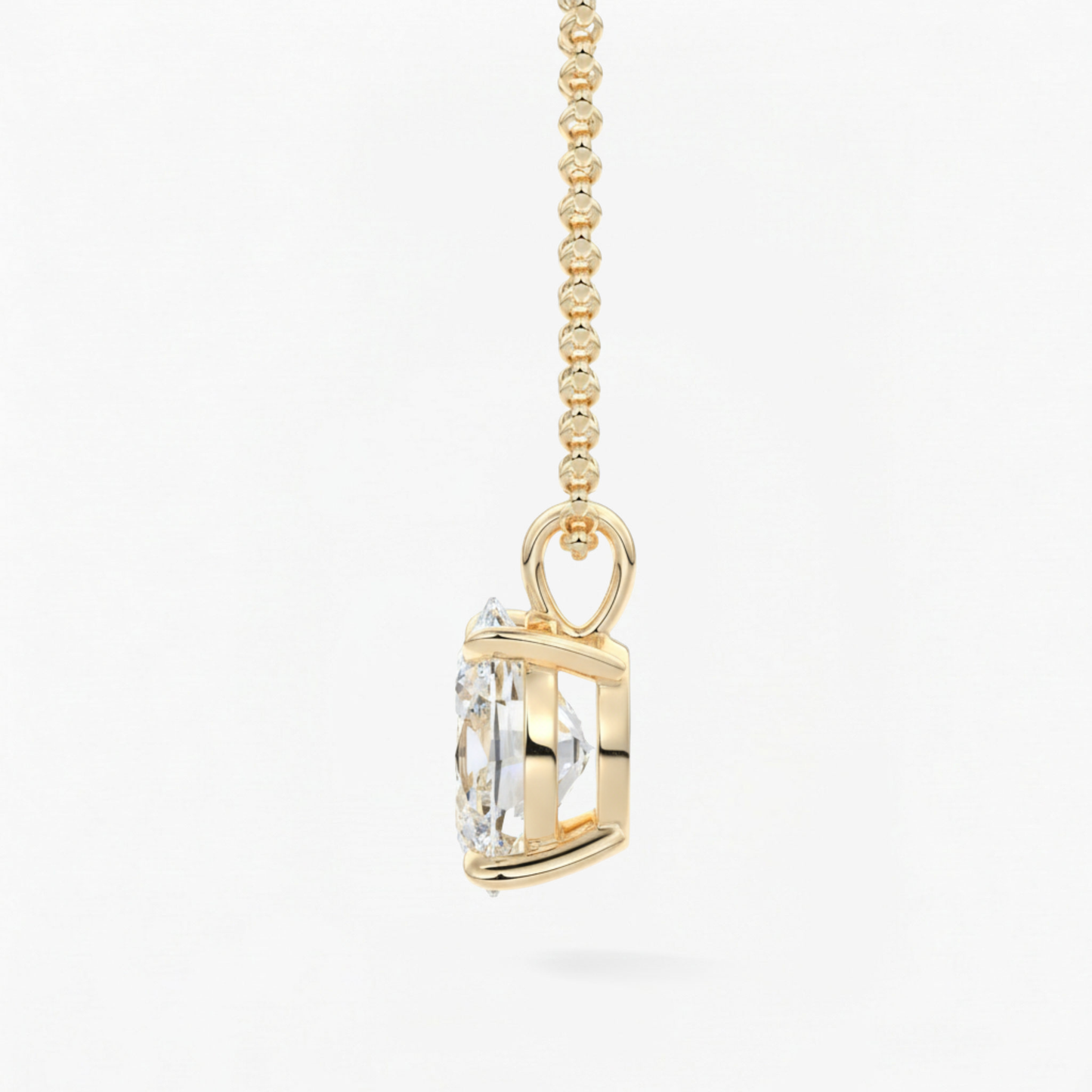 Classic Simple Oval Diamond Solitaire Necklace