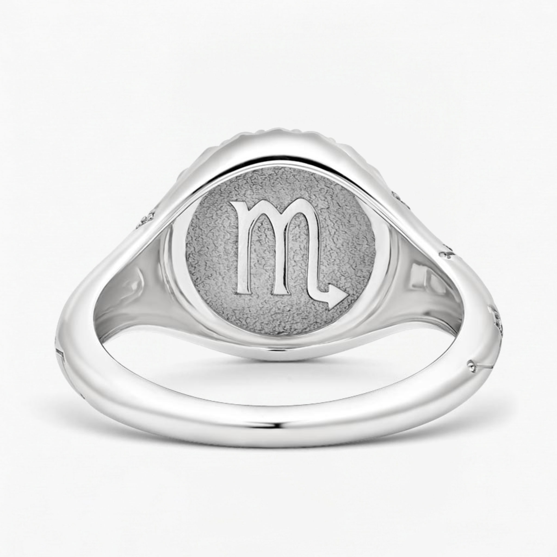 Scorpio Zodiac Icon Signet Diamond Ring