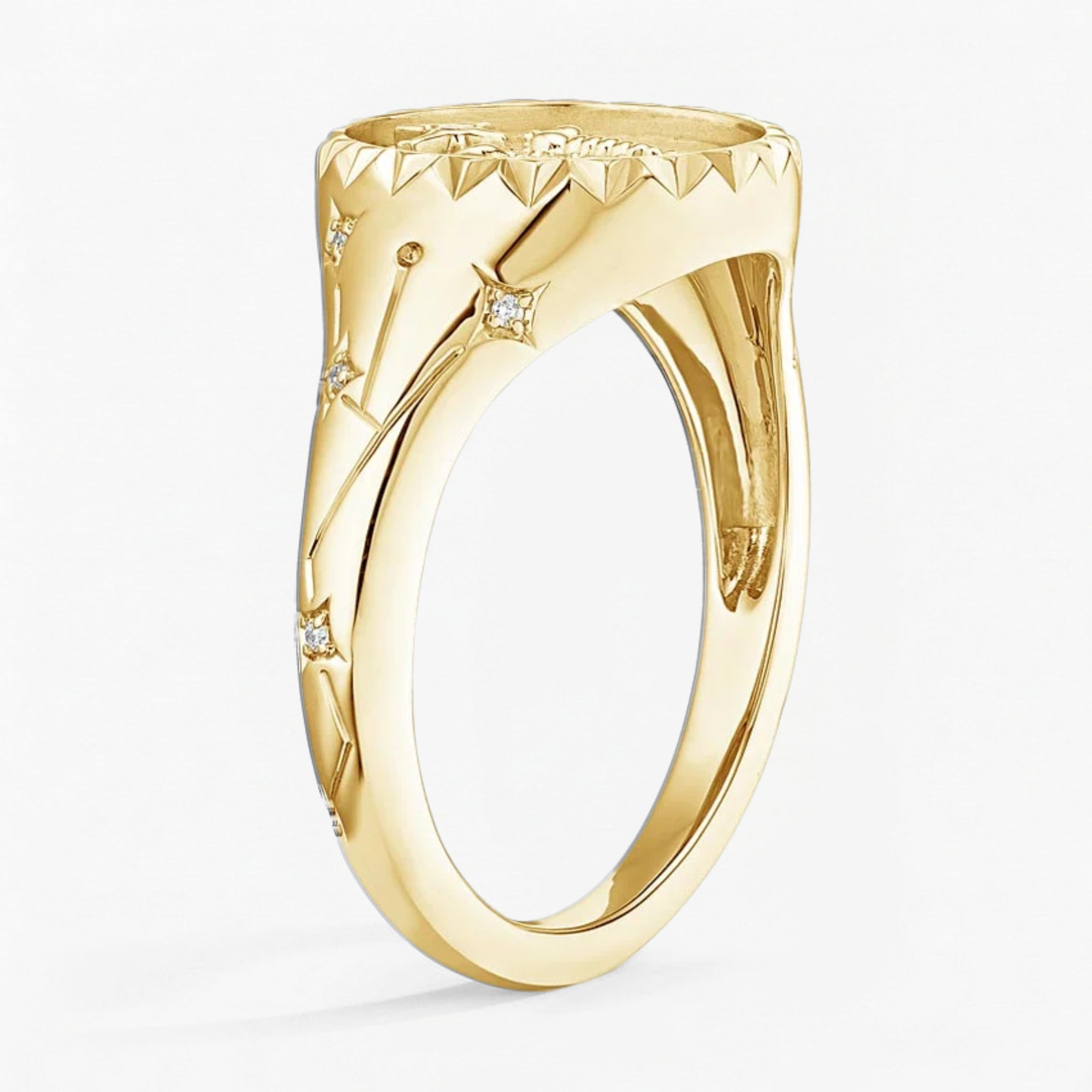 Scorpio Zodiac Icon Signet Diamond Ring