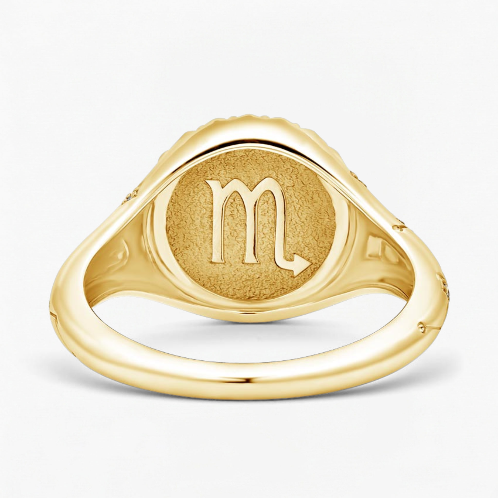 Scorpio Zodiac Icon Signet Diamond Ring