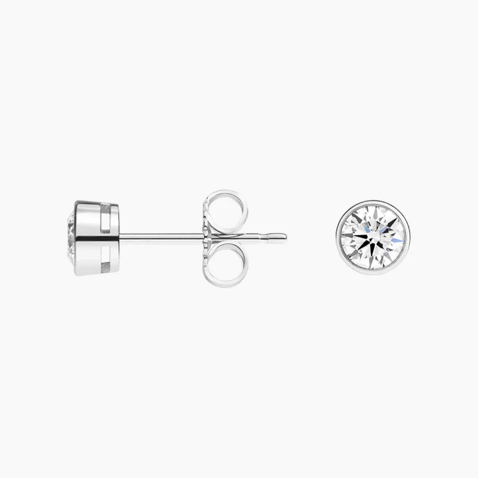 Round Diamond Bezel Set Studs