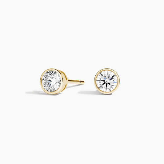 Round Diamond Bezel Set Studs