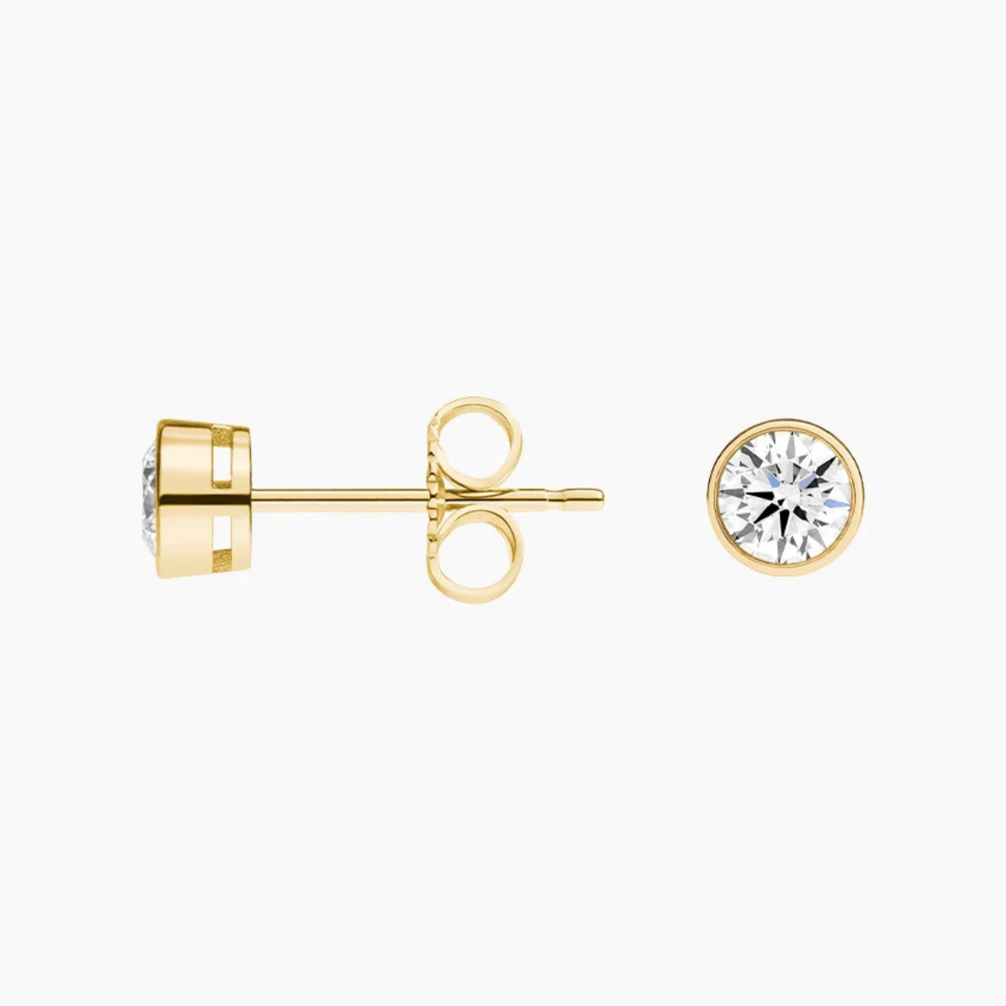 Round Diamond Bezel Set Studs