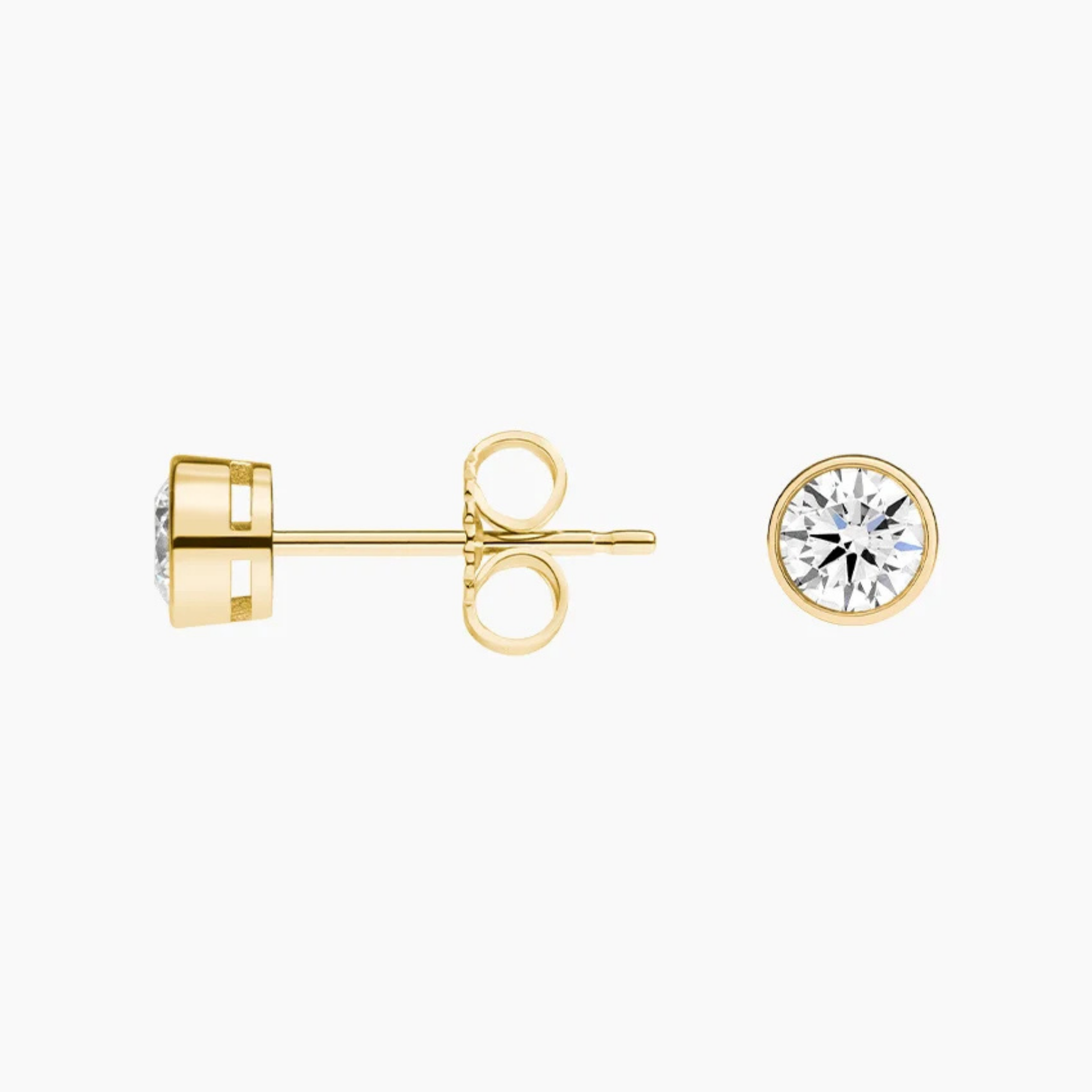Round Diamond Bezel Set Studs