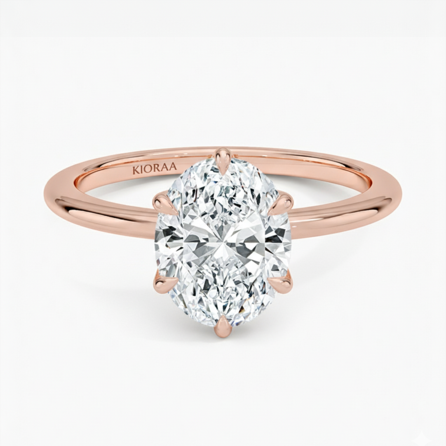 Classic Petal Oval Solitaire Six Prong Setting Engagement Ring