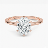 Classic Petal Oval Solitaire Six Prong Setting Engagement Ring, thumbnail 10