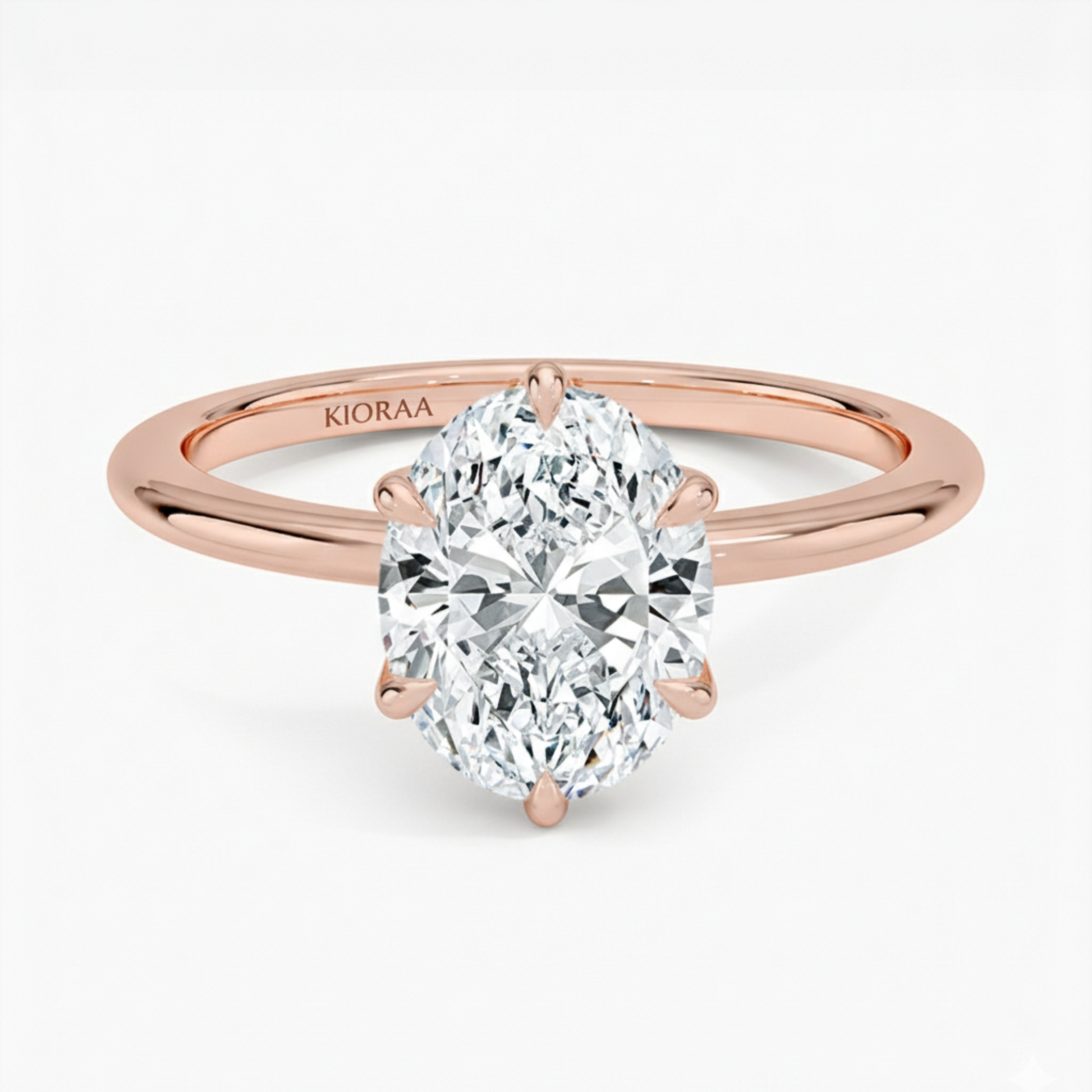 Classic Petal Oval Solitaire Six Prong Setting Engagement Ring