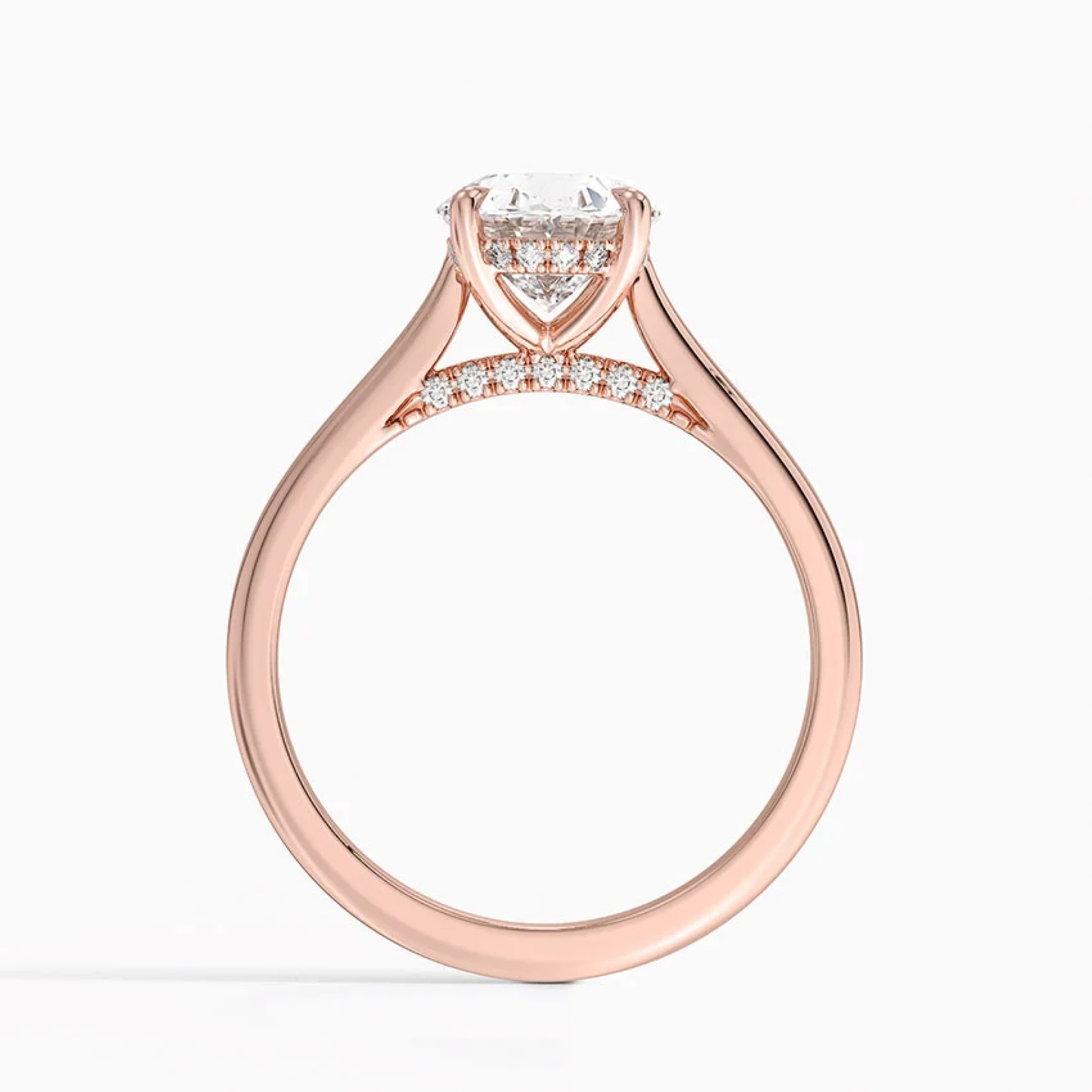 Oval Diamond Hidden Halo Solitaire Engagement Ring