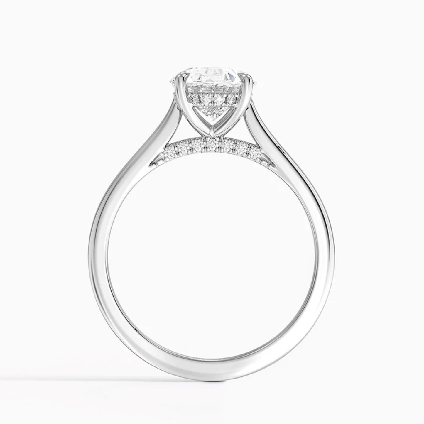 Oval Diamond Hidden Halo Solitaire Engagement Ring