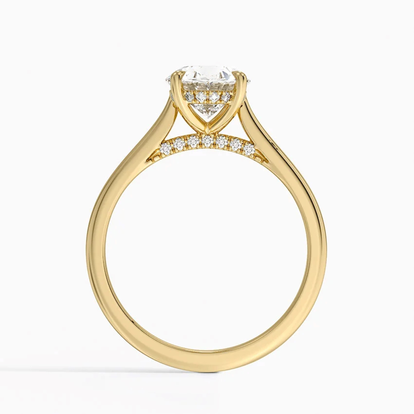 Oval Diamond Hidden Halo Solitaire Engagement Ring