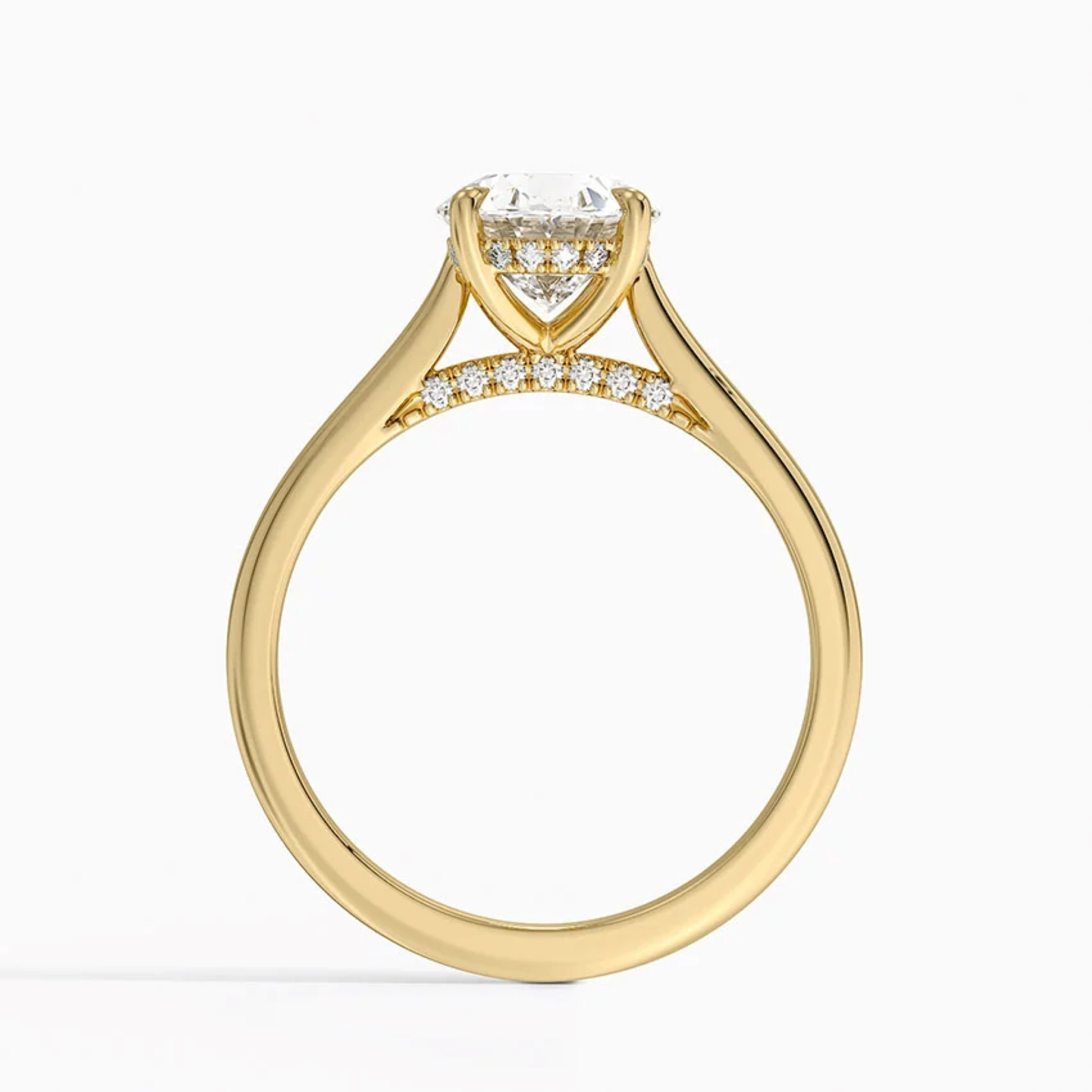 Oval Diamond Hidden Halo Solitaire Engagement Ring