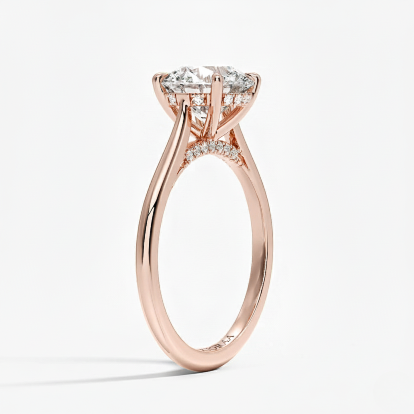 Round Diamond Hidden Halo Solitaire Engagement Ring