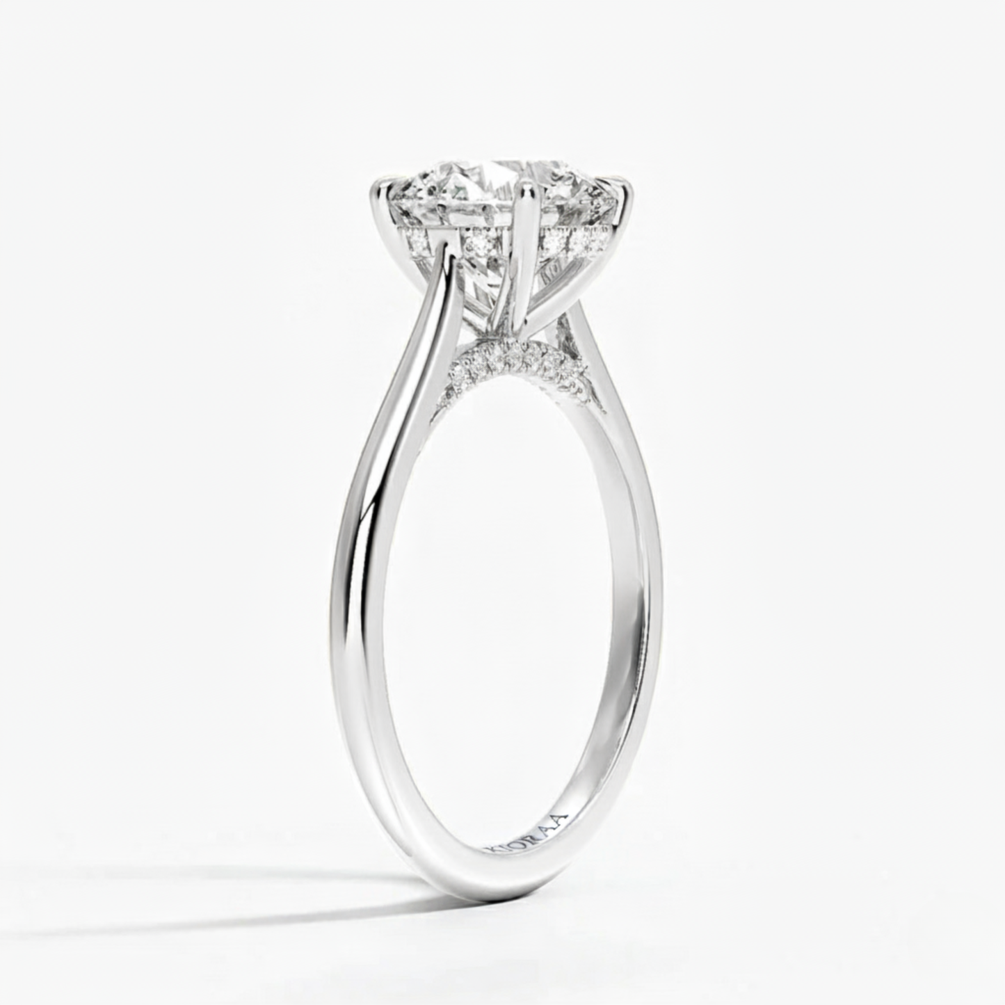Round Diamond Hidden Halo Solitaire Engagement Ring