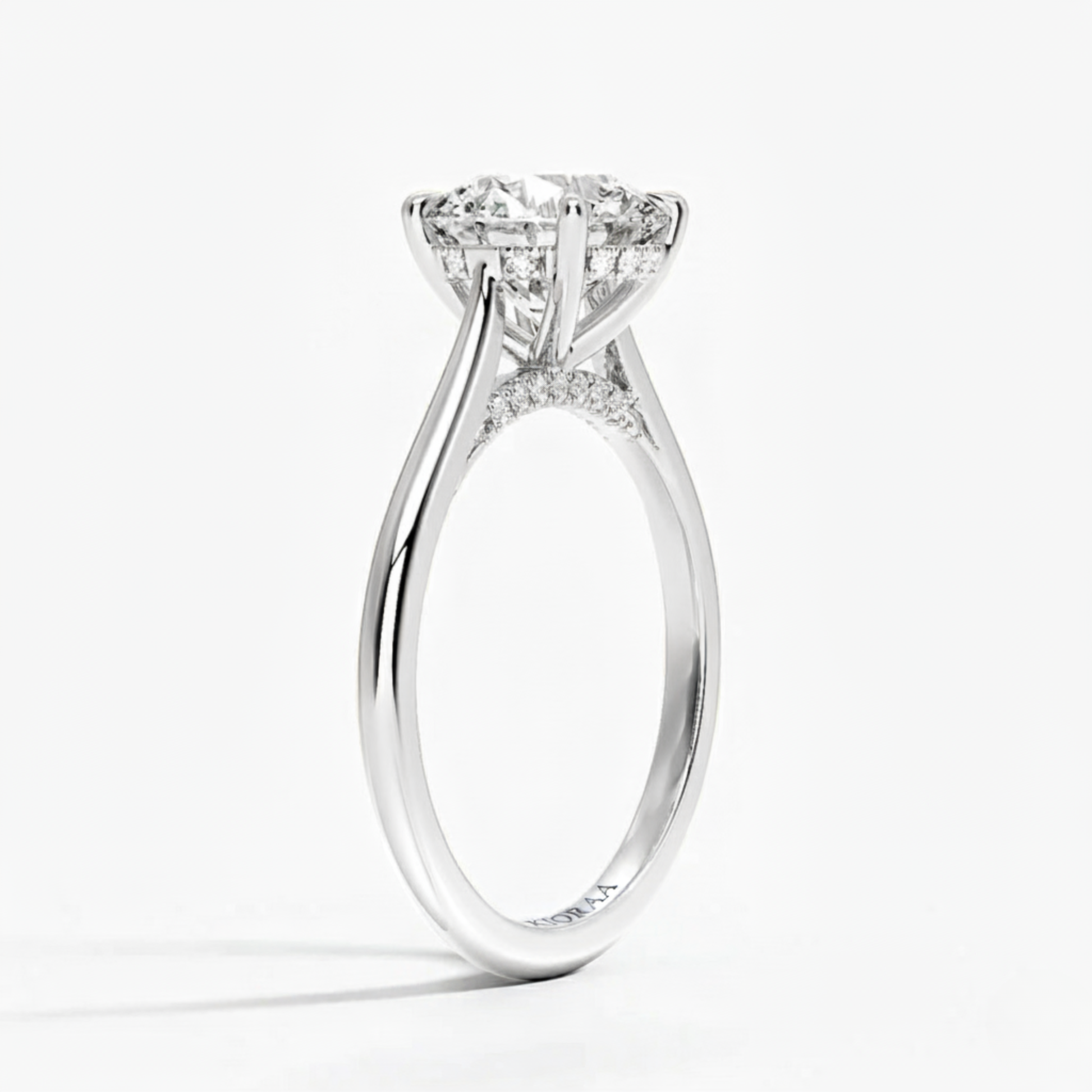 Round Diamond Hidden Halo Solitaire Engagement Ring