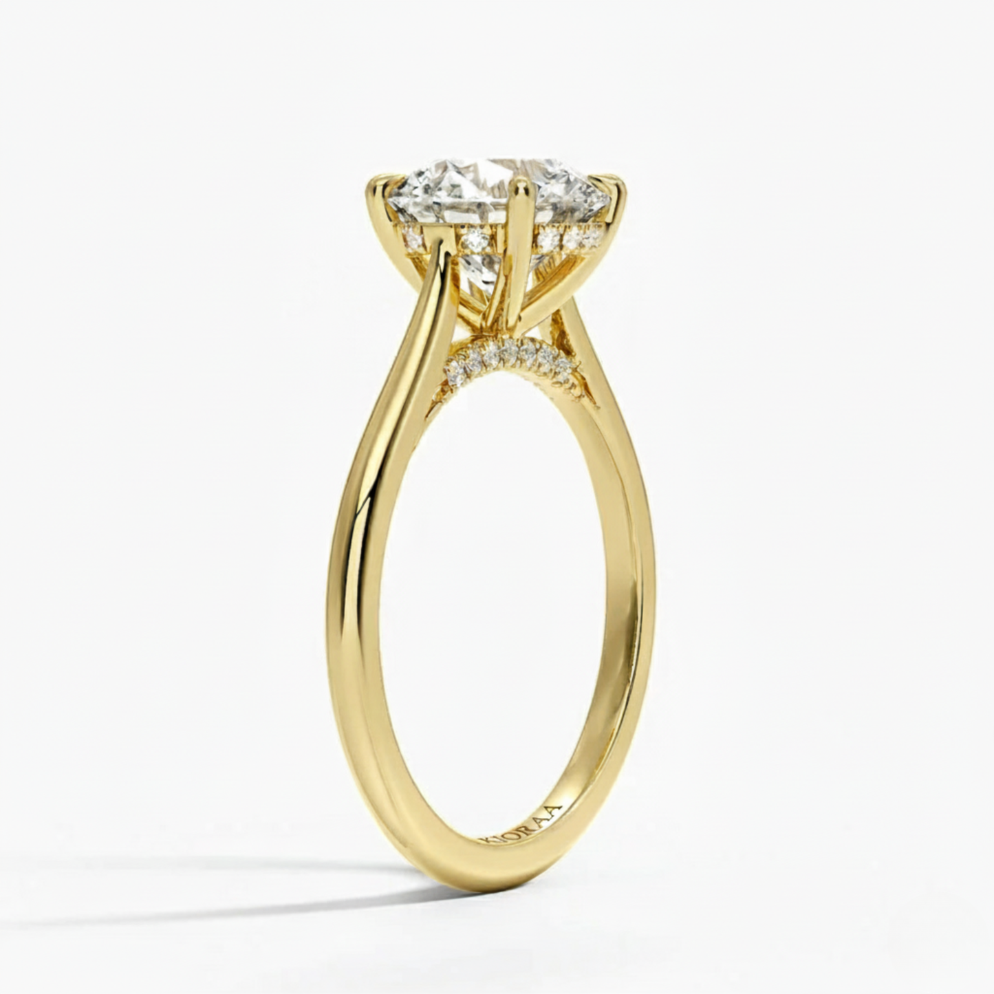 Round Diamond Hidden Halo Solitaire Engagement Ring