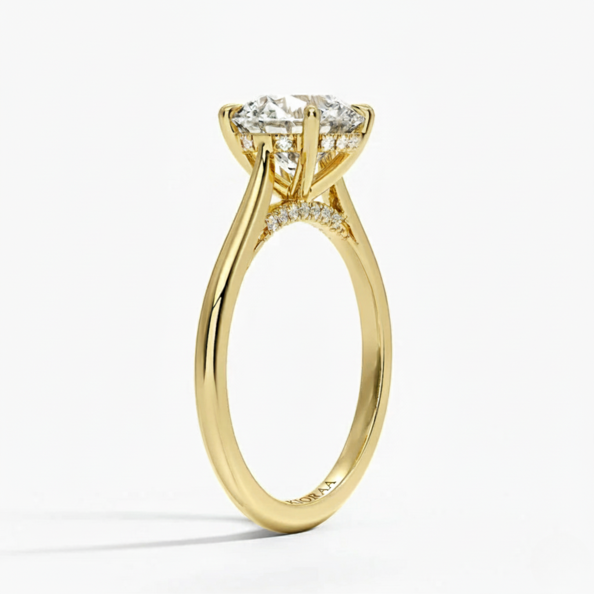 Round Diamond Hidden Halo Solitaire Engagement Ring