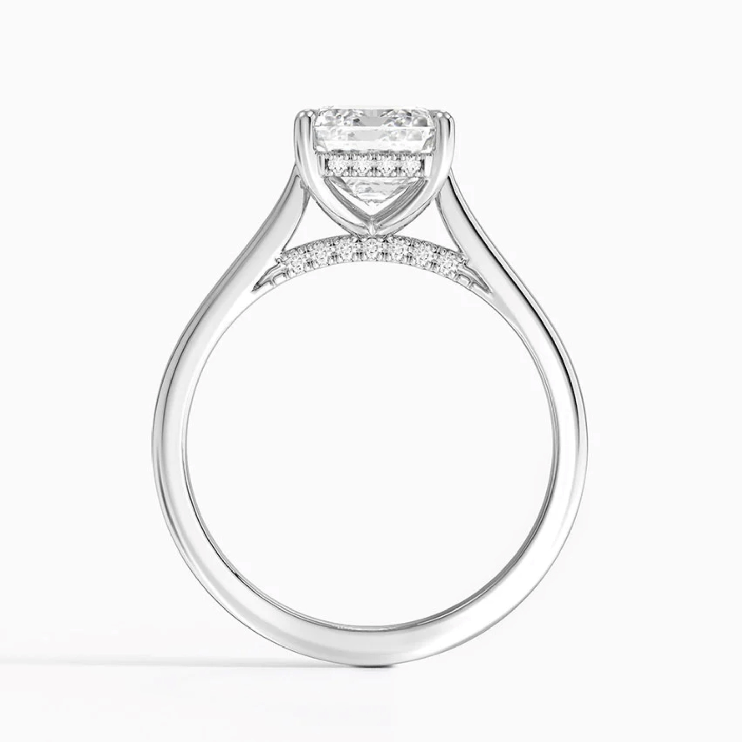 Emerald Diamond Hidden Halo Solitaire Engagement Ring
