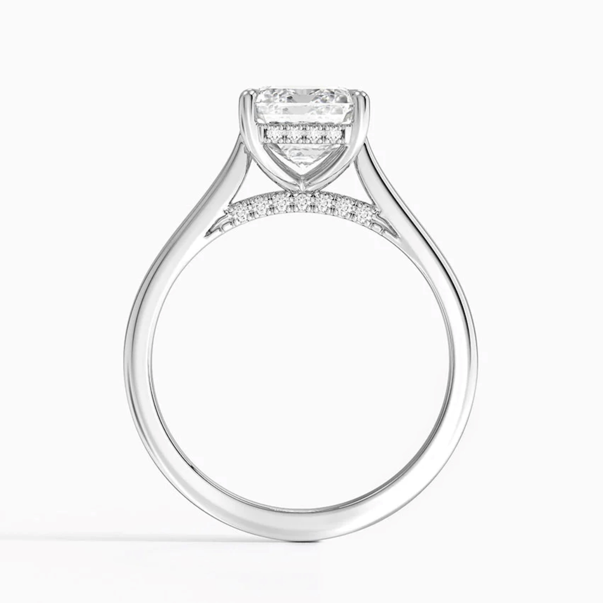 Emerald Diamond Hidden Halo Solitaire Engagement Ring