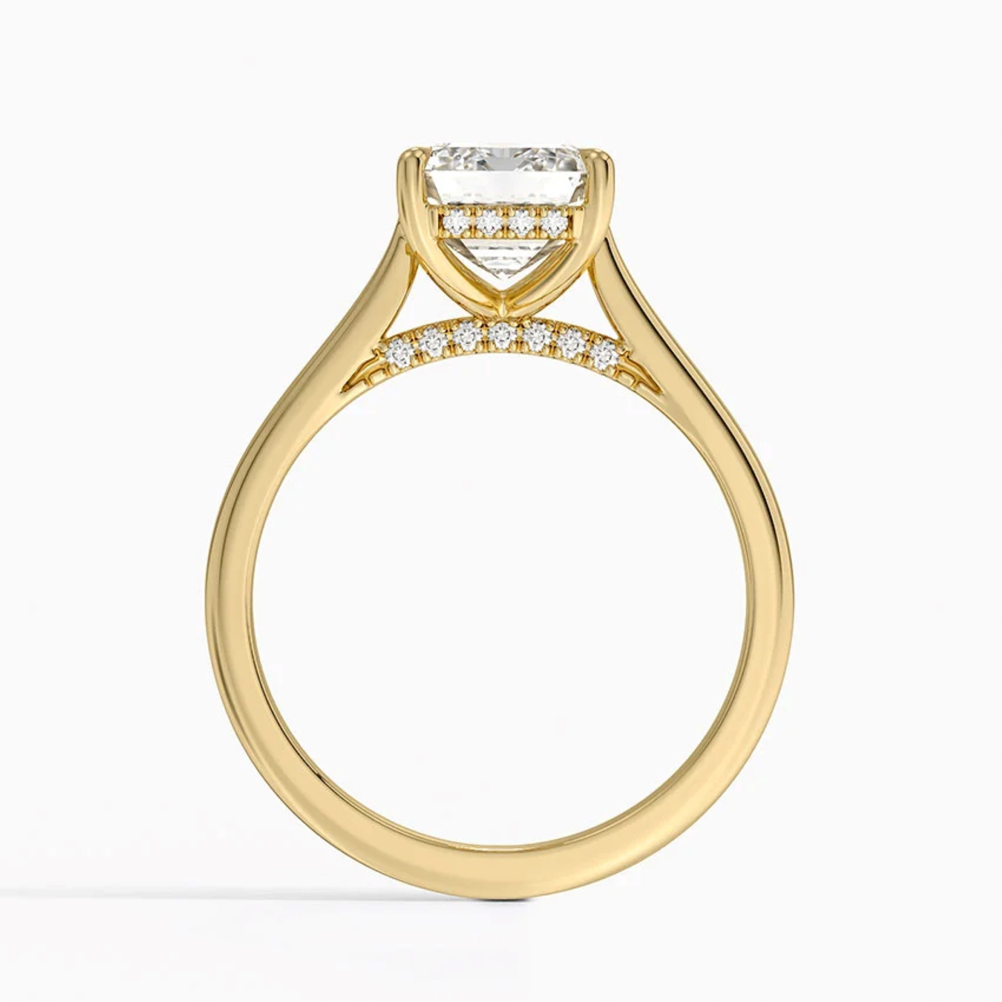 Emerald Diamond Hidden Halo Solitaire Engagement Ring