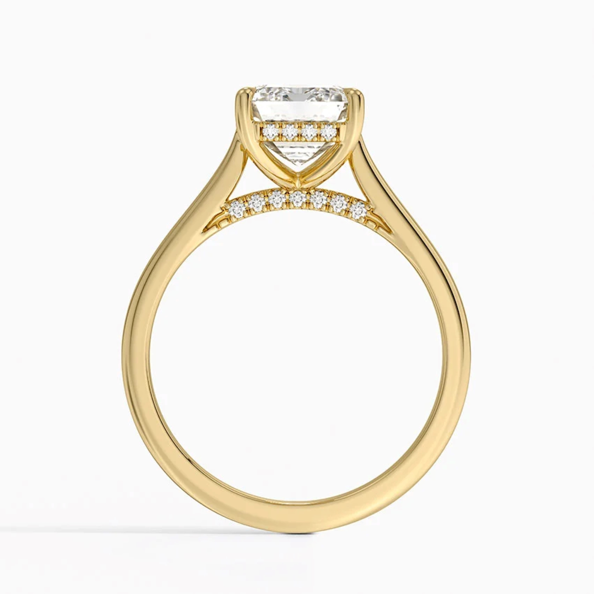 Emerald Diamond Hidden Halo Solitaire Engagement Ring