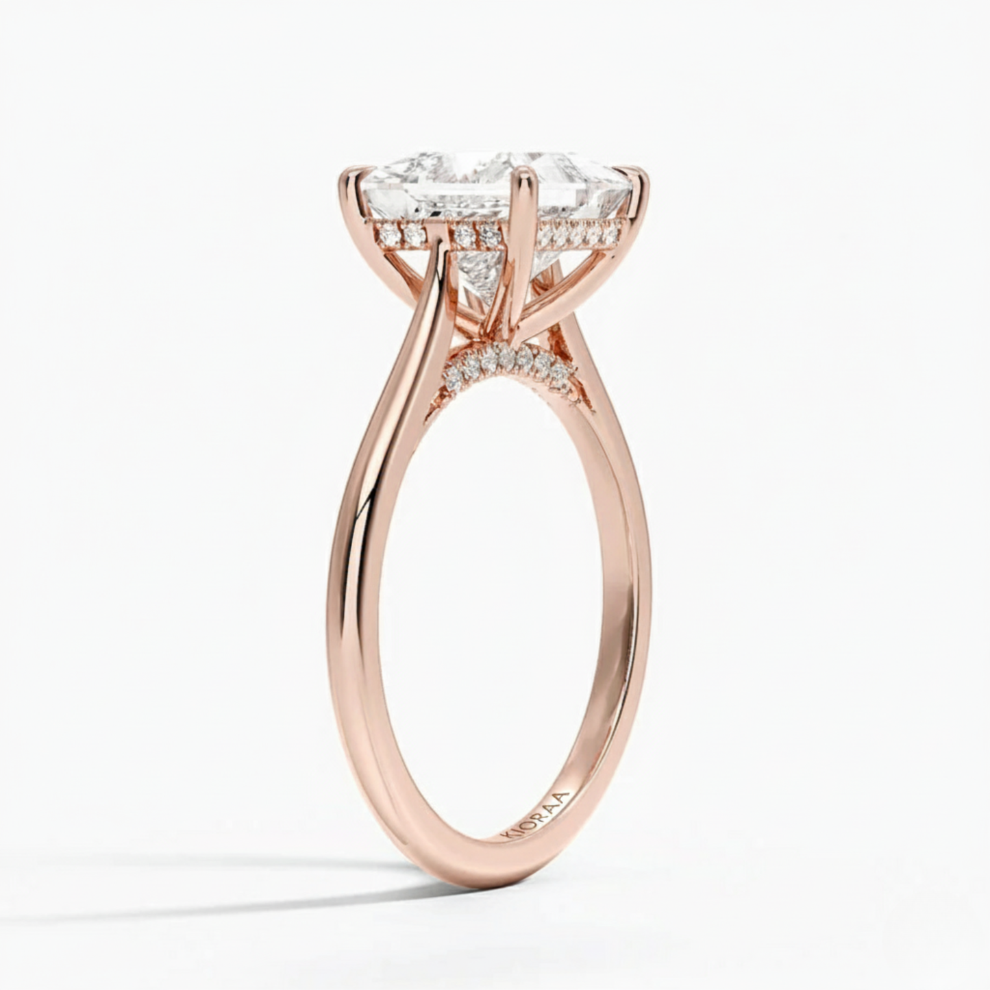 Princess  Diamond Hidden Halo Solitaire Engagement Ring