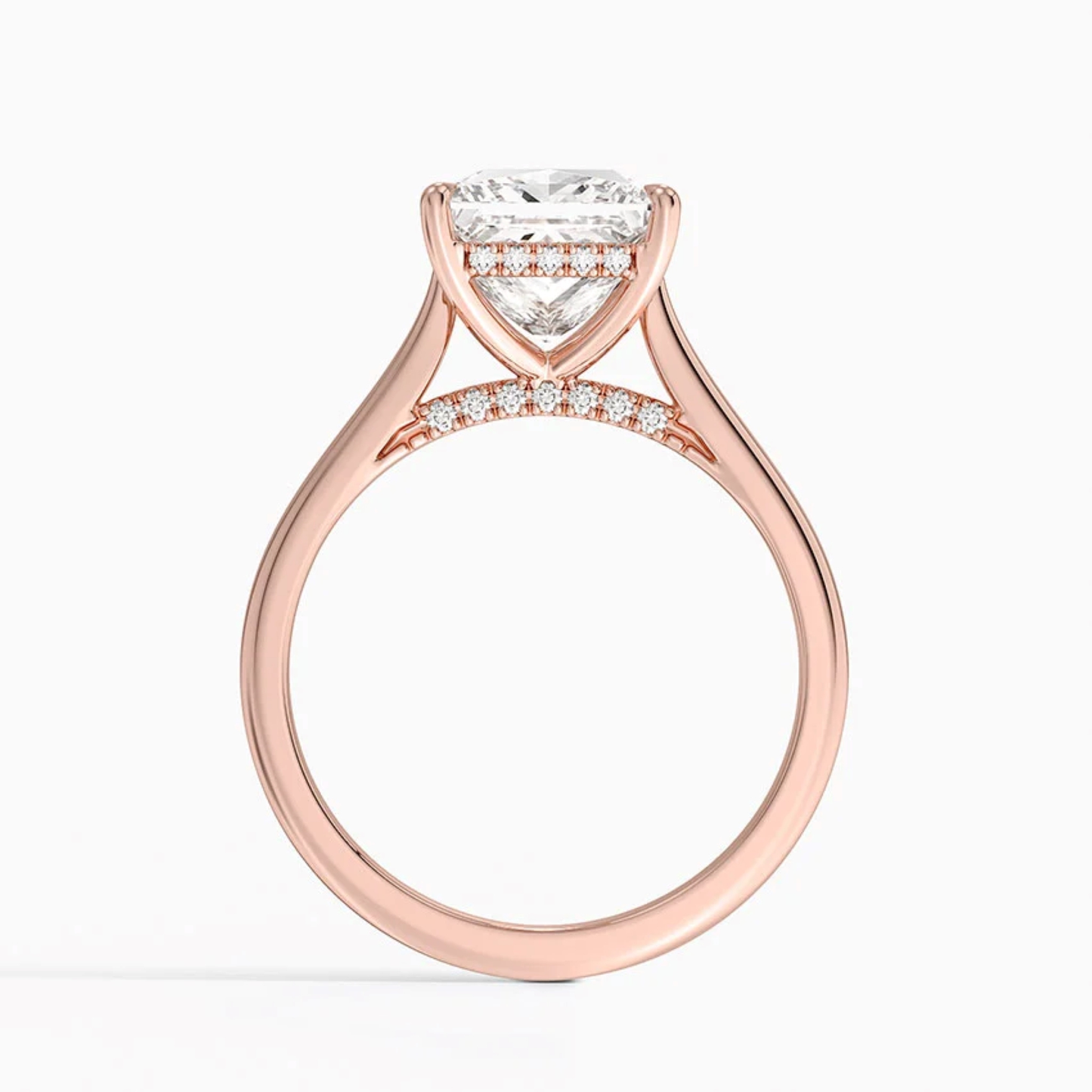 Princess  Diamond Hidden Halo Solitaire Engagement Ring