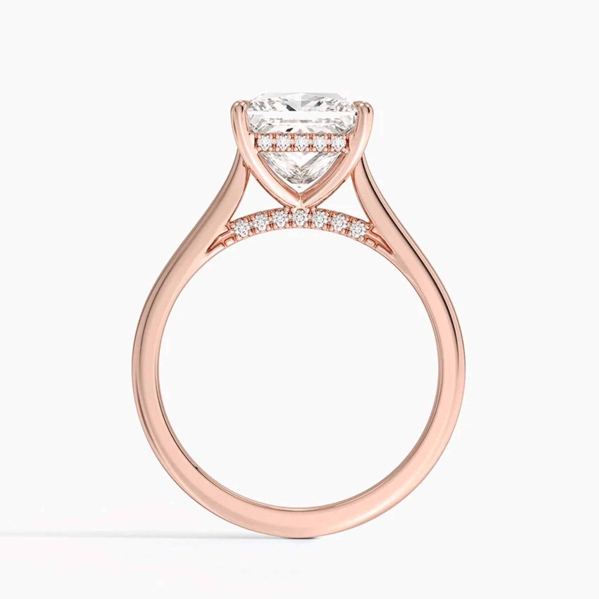 Princess  Diamond Hidden Halo Solitaire Engagement Ring