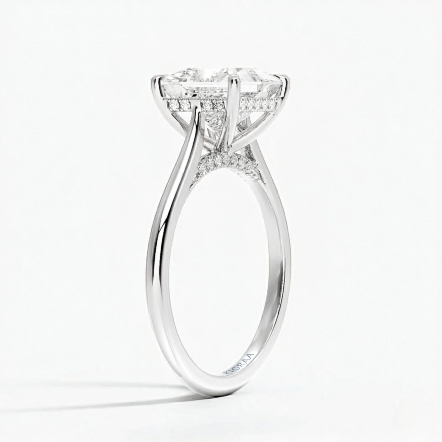 Princess  Diamond Hidden Halo Solitaire Engagement Ring
