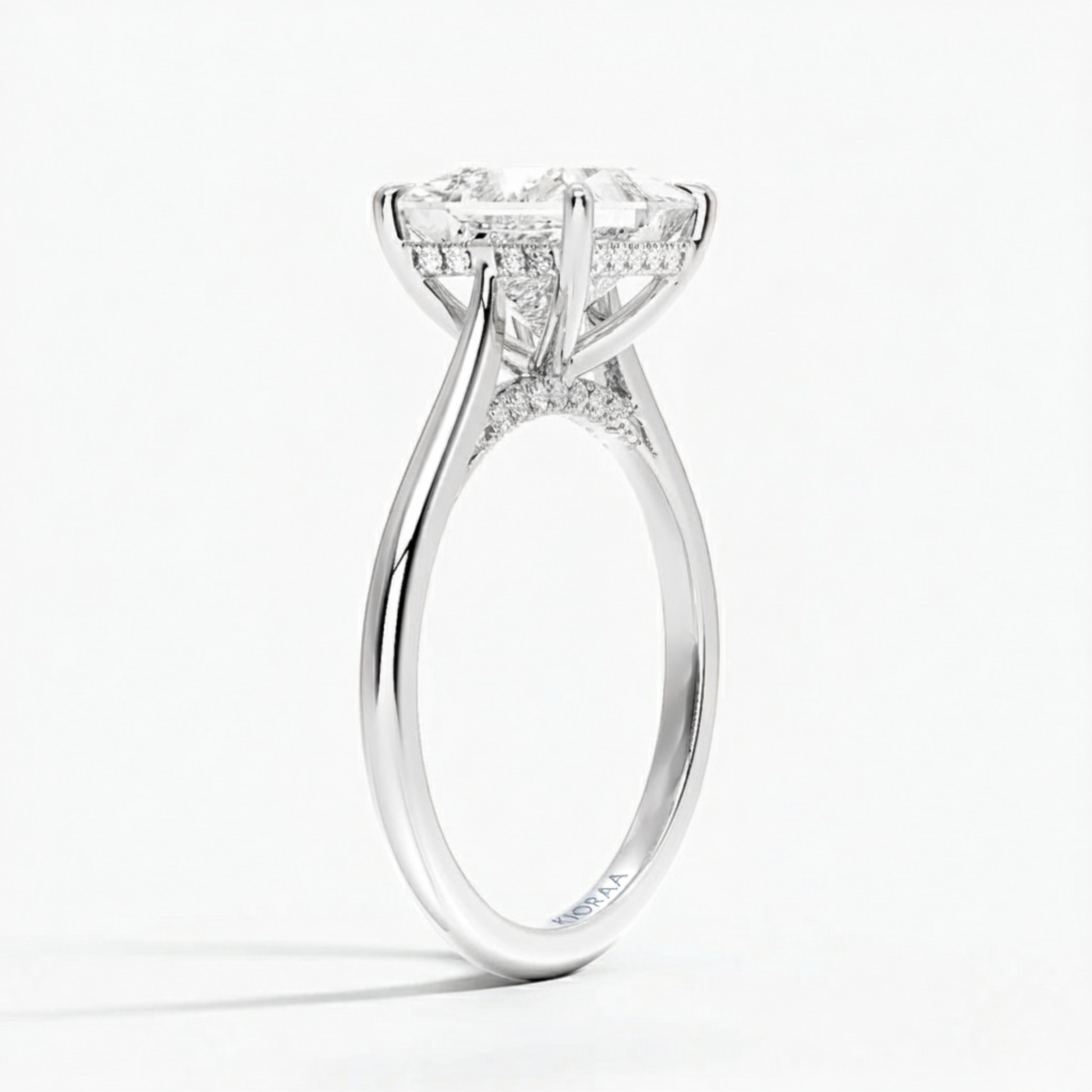 Princess  Diamond Hidden Halo Solitaire Engagement Ring
