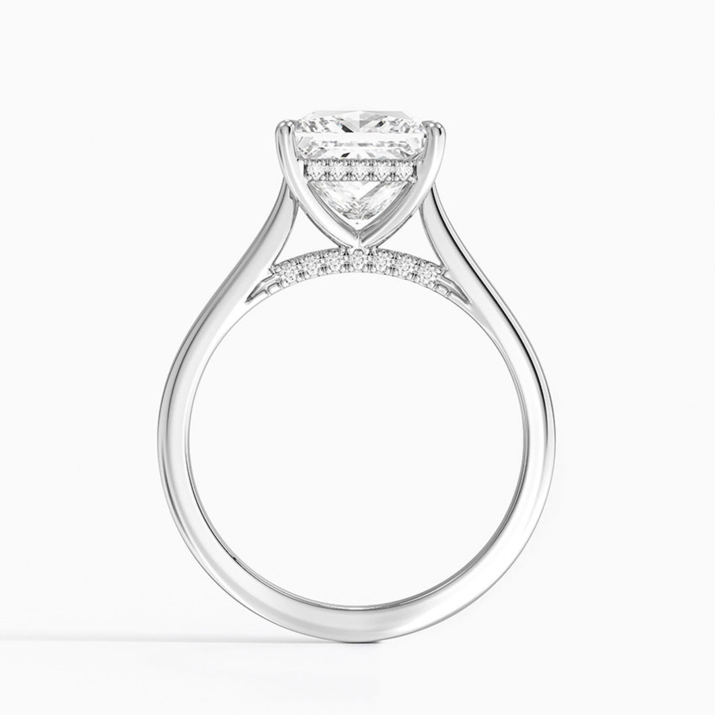 Princess  Diamond Hidden Halo Solitaire Engagement Ring