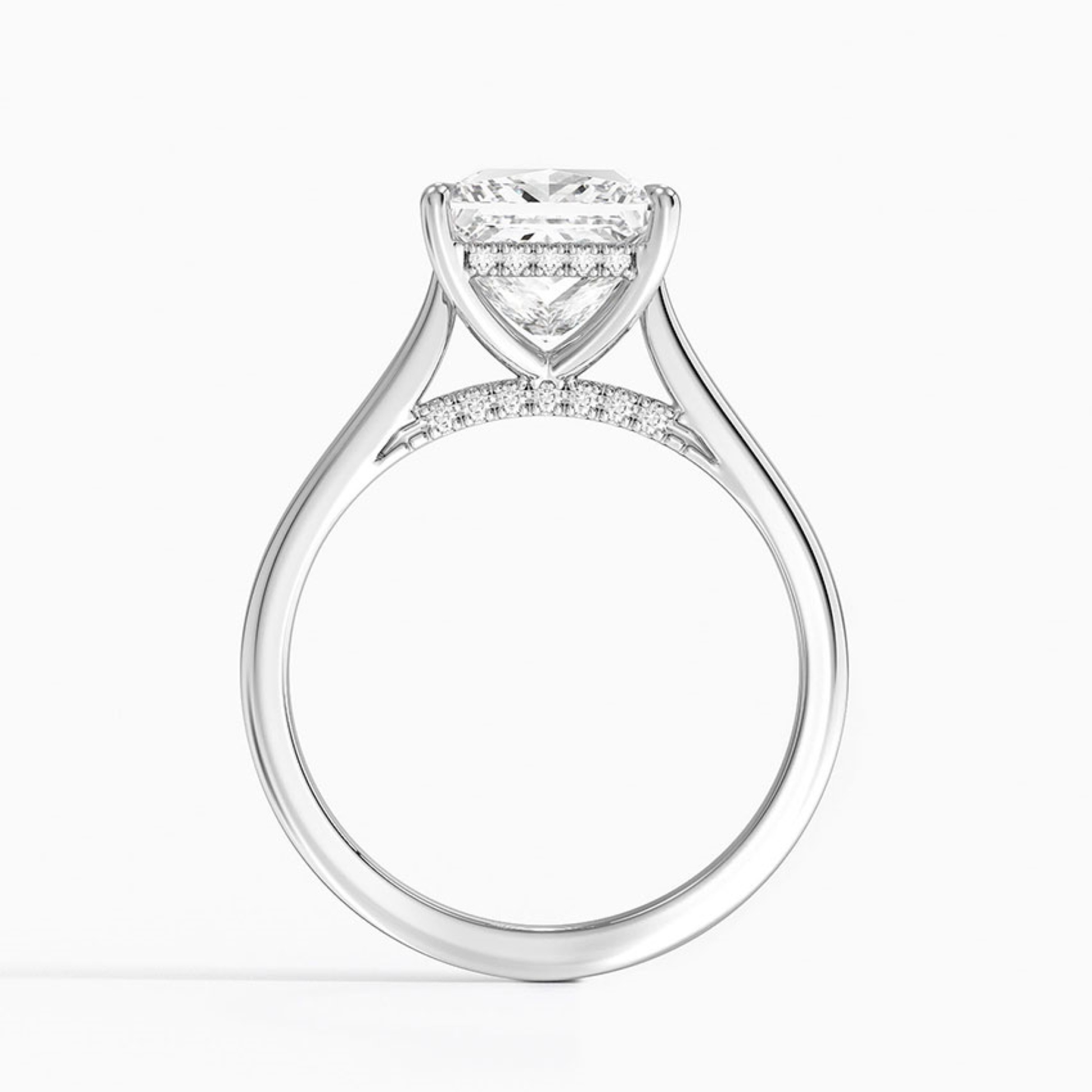 Princess  Diamond Hidden Halo Solitaire Engagement Ring
