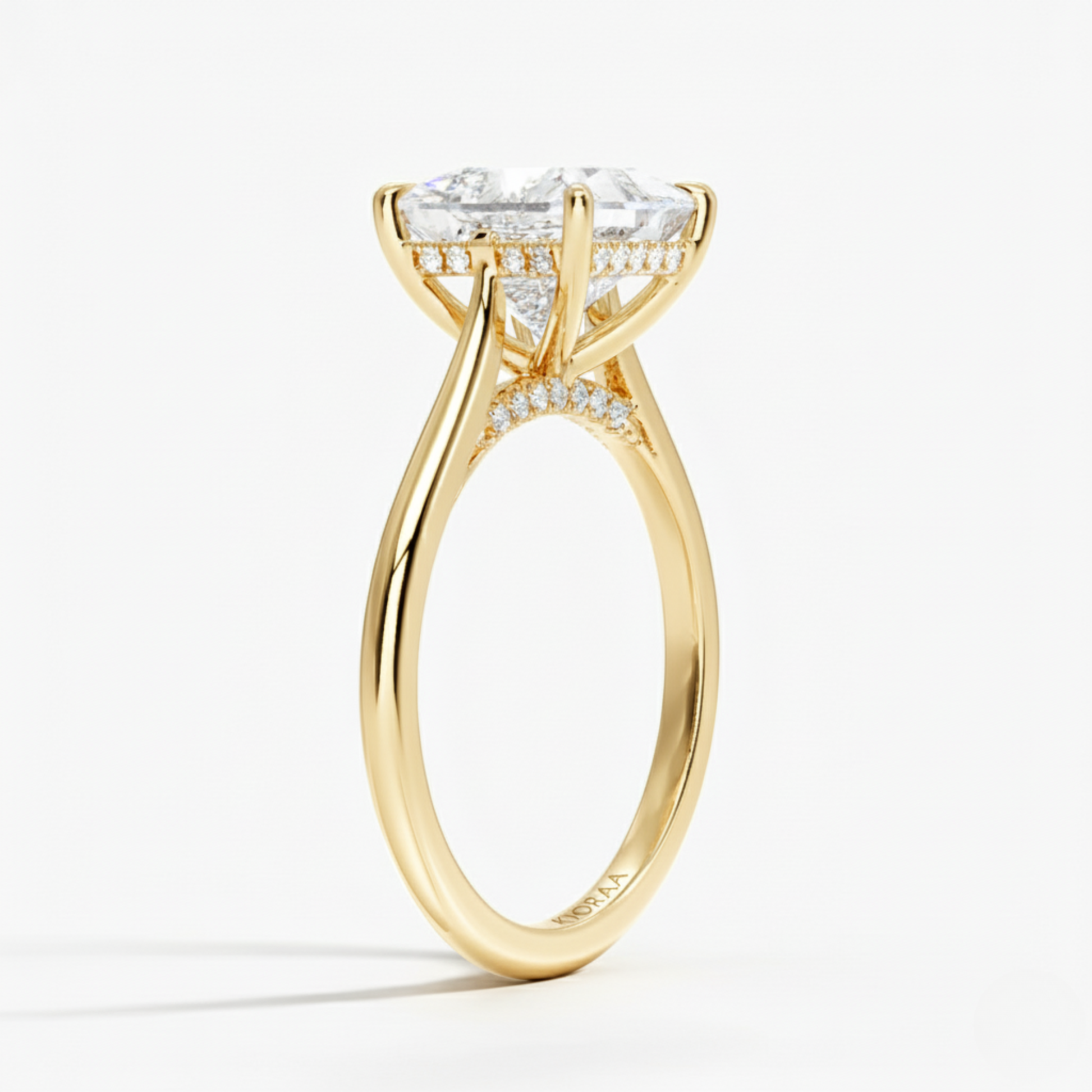 Princess  Diamond Hidden Halo Solitaire Engagement Ring