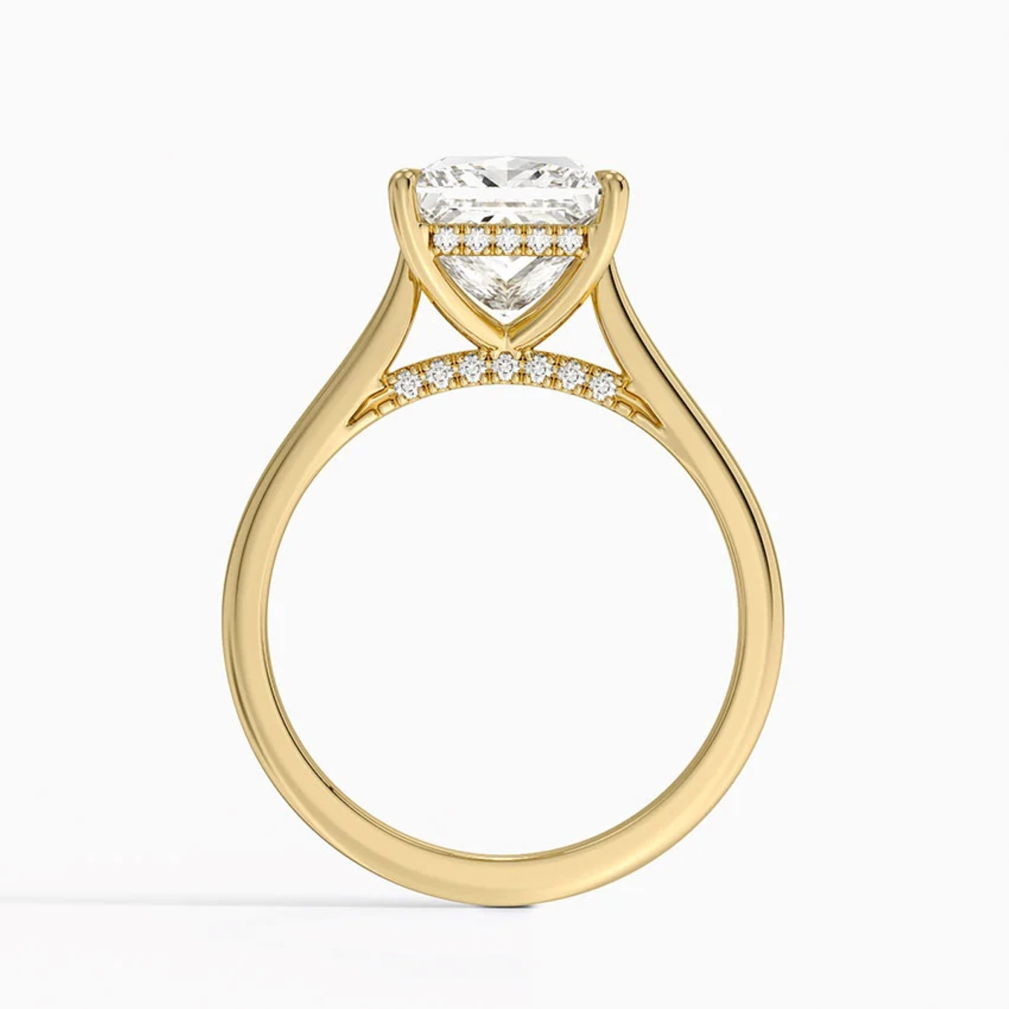 Princess  Diamond Hidden Halo Solitaire Engagement Ring