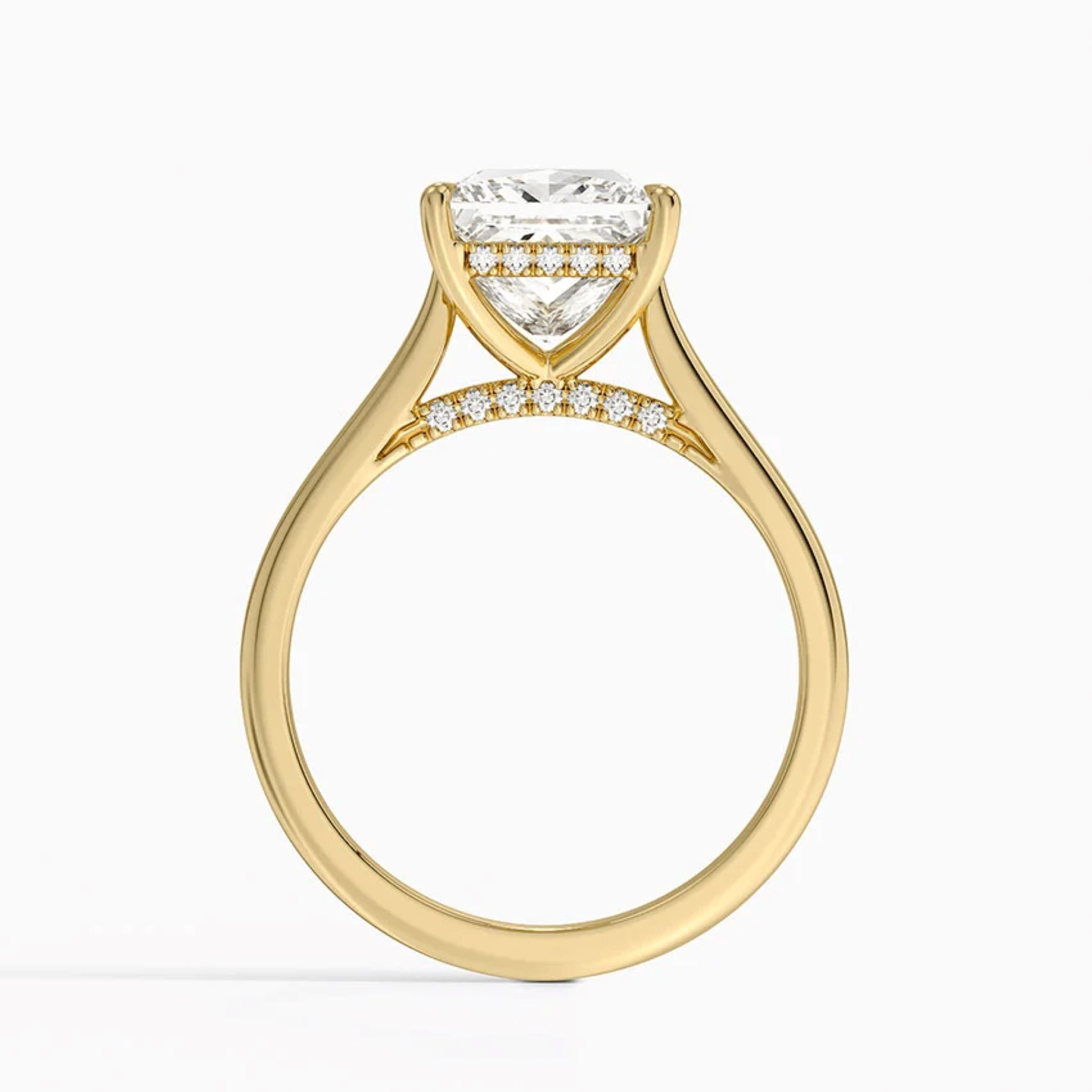 Princess  Diamond Hidden Halo Solitaire Engagement Ring