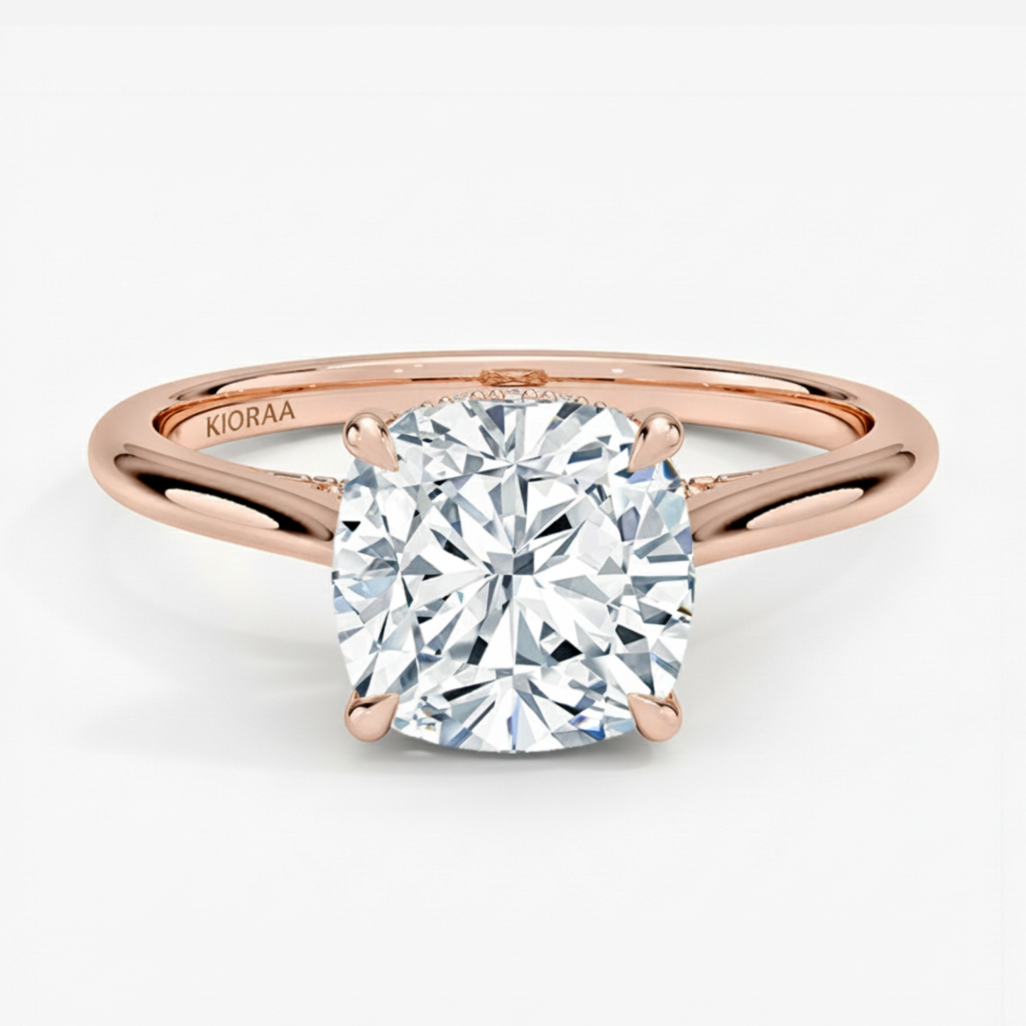 Cushion  Diamond Hidden Halo Solitaire Engagement Ring