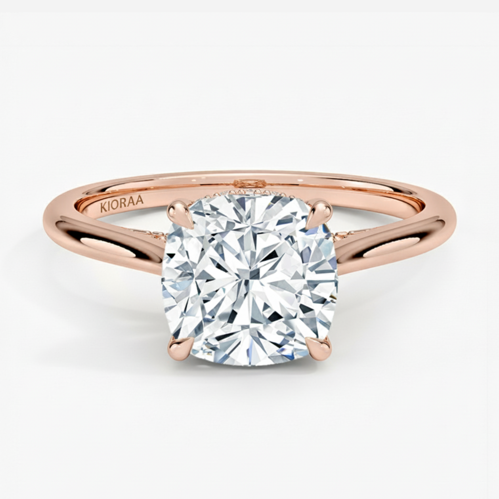 Cushion  Diamond Hidden Halo Solitaire Engagement Ring