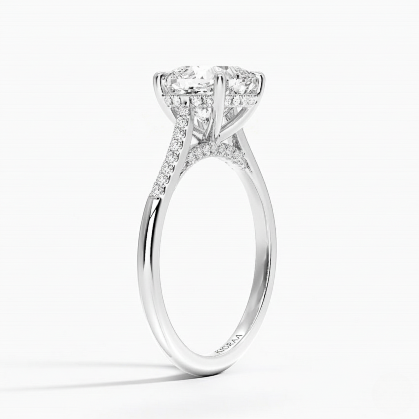 Cushion  Diamond Hidden Halo Solitaire Engagement Ring