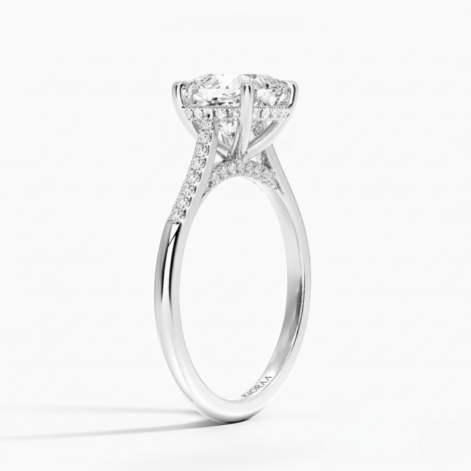 Cushion  Diamond Hidden Halo Solitaire Engagement Ring