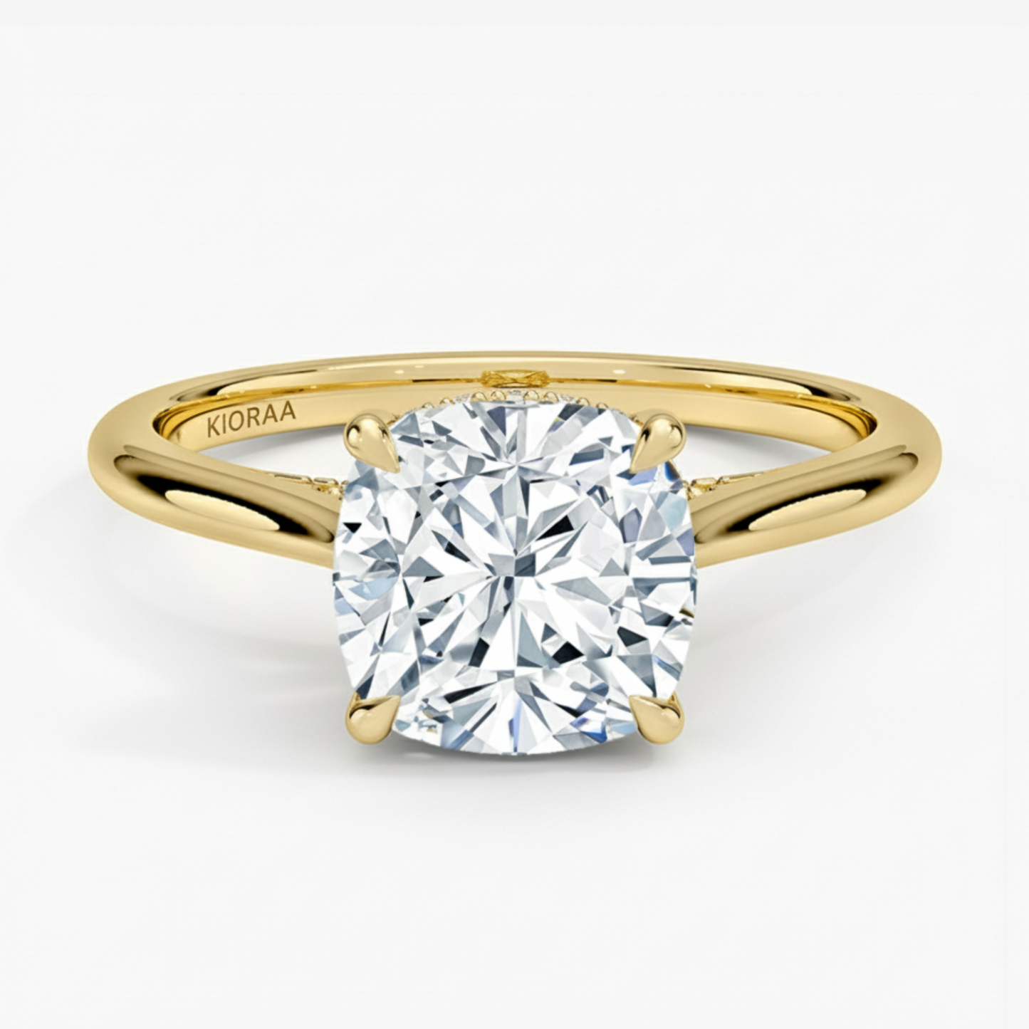 Cushion  Diamond Hidden Halo Solitaire Engagement Ring
