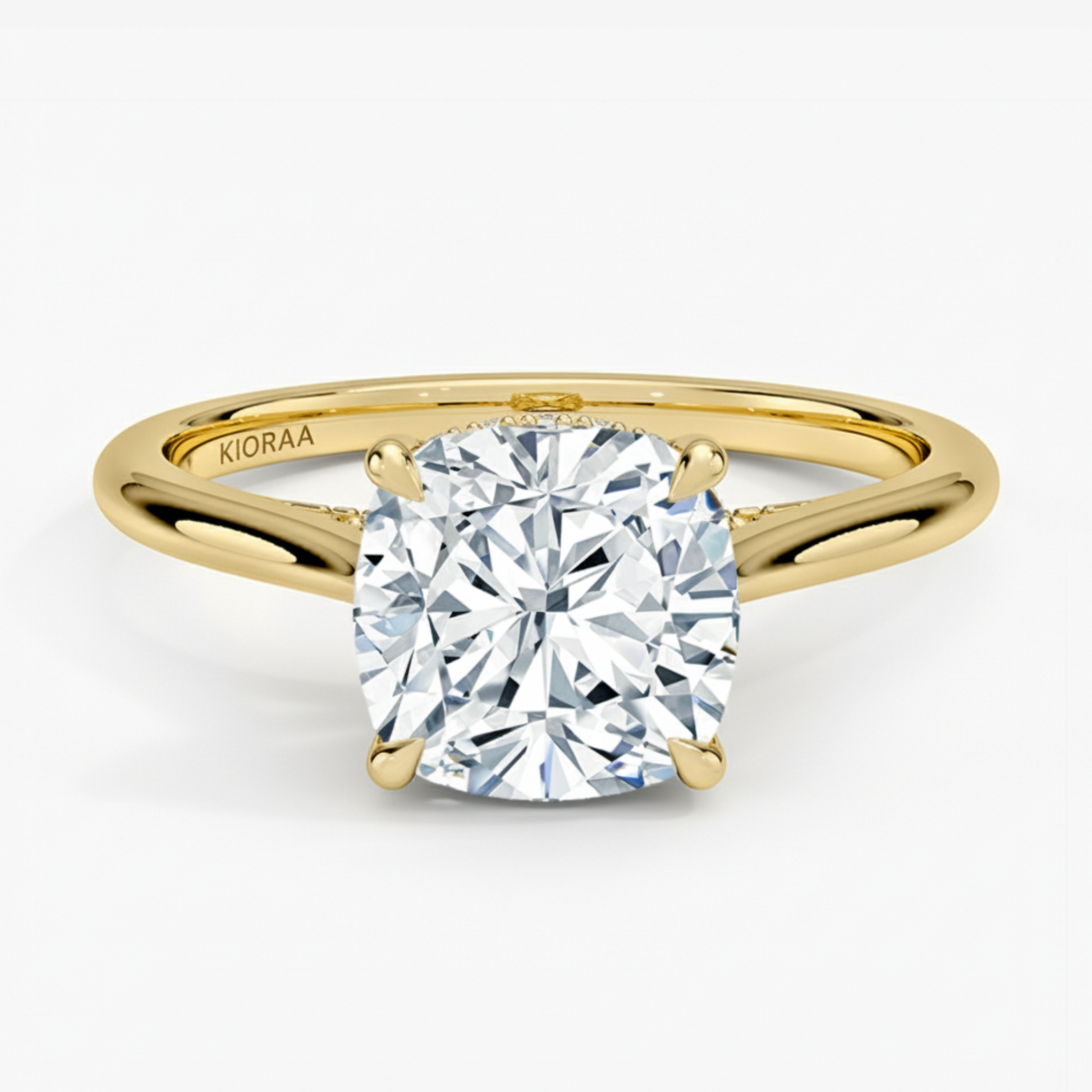 Cushion  Diamond Hidden Halo Solitaire Engagement Ring
