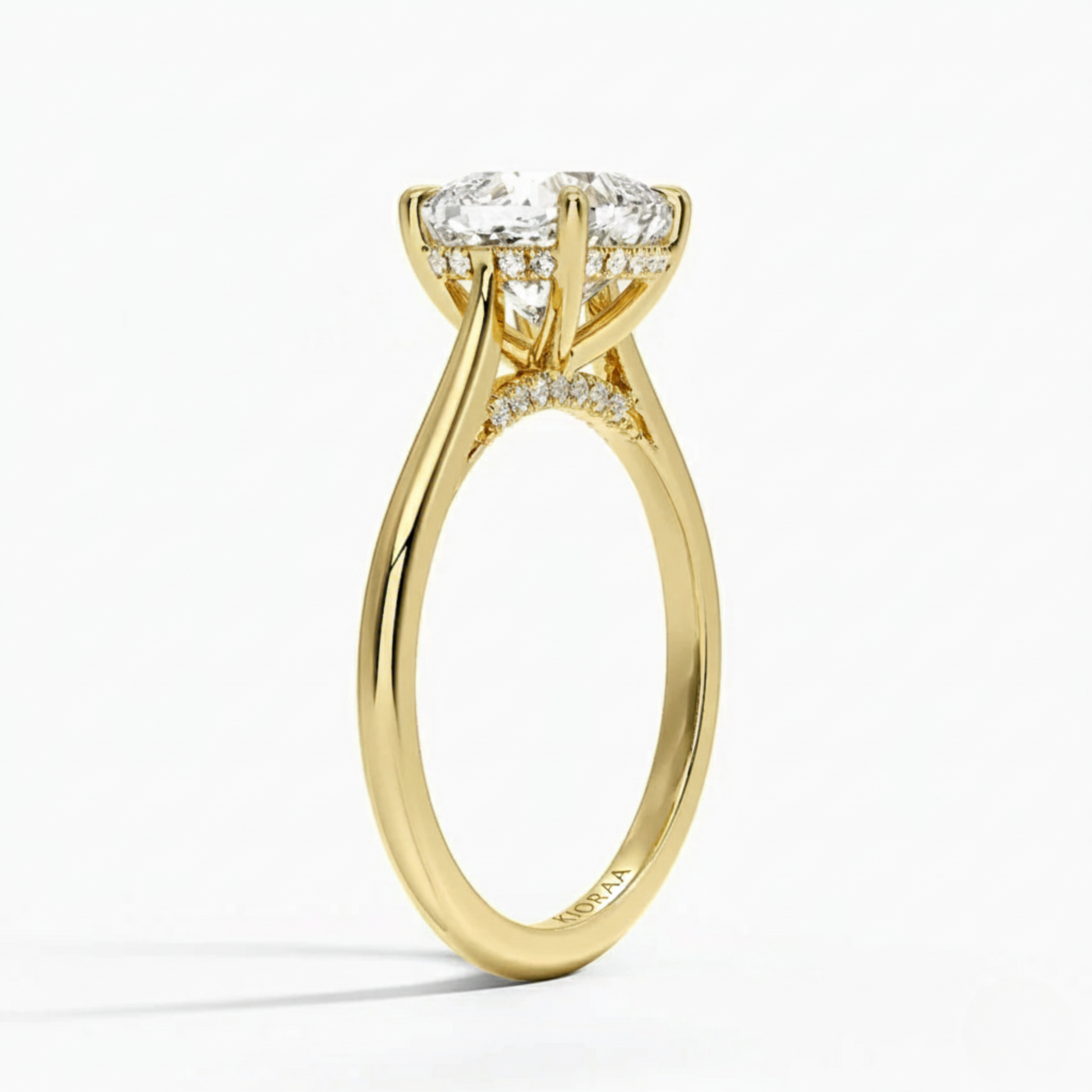 Cushion  Diamond Hidden Halo Solitaire Engagement Ring